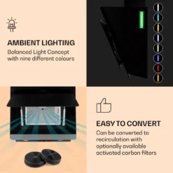 Klarstein Dunstabzugshaube 60 Cm Kopffrei - Wandhaube 550 M³/h - Umluft Oder Abluft - Energie-Effizienzklasse A+ - Kopffreihaube - Abzugshaube Kopffrei - Schwarz Wand Abluft Haube Umluft Dunstabzug Umlufthaube Dunstabzugshaube Umluft -Angebote Herd Liebe Store 53812353ecd9f0c6cbd433ab758683a6