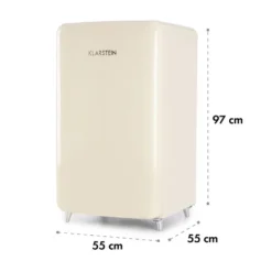 Klarstein Popart Cream - Kühlschrank, Standkühlschrank, Retro Look Der 50er, 108 Liter Volumen, 13 Liter Gefrierfach, Blitzkühl-Funktion, Gemüsefach, 2 X Regal, Flaschenfach, Creme -Angebote Herd Liebe Store 542fefffa9c4eed398256d0eabef0528