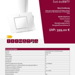 PKM Dunstabzugshaube Mit Randabsaugung Kopffreihaube S26-60BWTY Glas Weiß 60cm 20 PKM Dunstabzugshaube Mit Randabsaugung Kopffreihaube S26-60BWTY Glas Weiß 60cm -Angebote Herd Liebe Store 56967e22f6ecc20daaaaed0aadd99e27