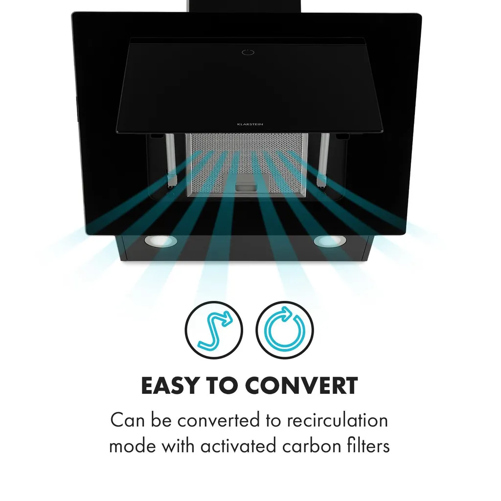 Klarstein Eleonora 60 Kopffreie Schräghaube ,60 Cm ,EEK A++ ,Abluftleistung: 426 M³/h ,Touch Control ,RGB-Ambiente-Farbe ,60 DB ,Umluft Und Abluft ,LED Beleuchtung ,Fettfilter ,Dunstabzugshaube ,Wandabzugshaube ,schwarz 7 Klarstein Eleonora 60 Kopffreie Schräghaube ,60 Cm ,EEK A++ ,Abluftleistung: 426 M³/h ,Touch Control ,RGB-Ambiente-Farbe ,60 DB ,Umluft Und Abluft ,LED Beleuchtung ,Fettfilter ,Dunstabzugshaube ,Wandabzugshaube ,schwarz - Image 5