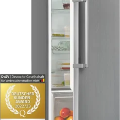 Exquisit Kühlschrank KS360-V-HE-040E Inoxlook | 359 L Nutzinhalt | Edelstahloptik