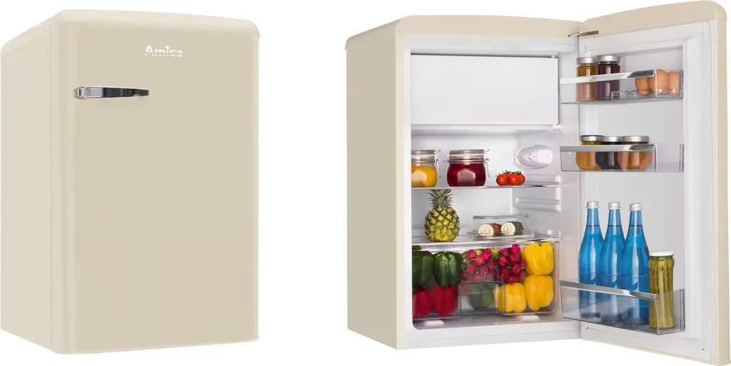 Amica KS 15615 B, Kühlschrank Mit Gefrierfach Im Retro Design, 85 Cm Höhe, Coffee Cream, 9 Amica KS 15615 B, Kühlschrank Mit Gefrierfach Im Retro Design, 85 Cm Höhe, Coffee Cream, - Image 7