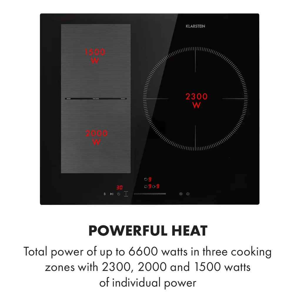 Klarstein Induktionskochfeld Einbaukochfeld Autark 60cm - 3 Zonen - FlexZone - 6600 W 9 Leistungsstufen Paella Zone Glaskeramik - Schwarz Einbau Glaskeramikkochfeld 3 Kochfelder Platten Elektro Einbaukochfeld Induktion Kochfeld Induktion 7 Klarstein Induktionskochfeld Einbaukochfeld Autark 60cm - 3 Zonen - FlexZone - 6600 W 9 Leistungsstufen Paella Zone Glaskeramik - Schwarz Einbau Glaskeramikkochfeld 3 Kochfelder Platten Elektro Einbaukochfeld Induktion Kochfeld Induktion - Image 5