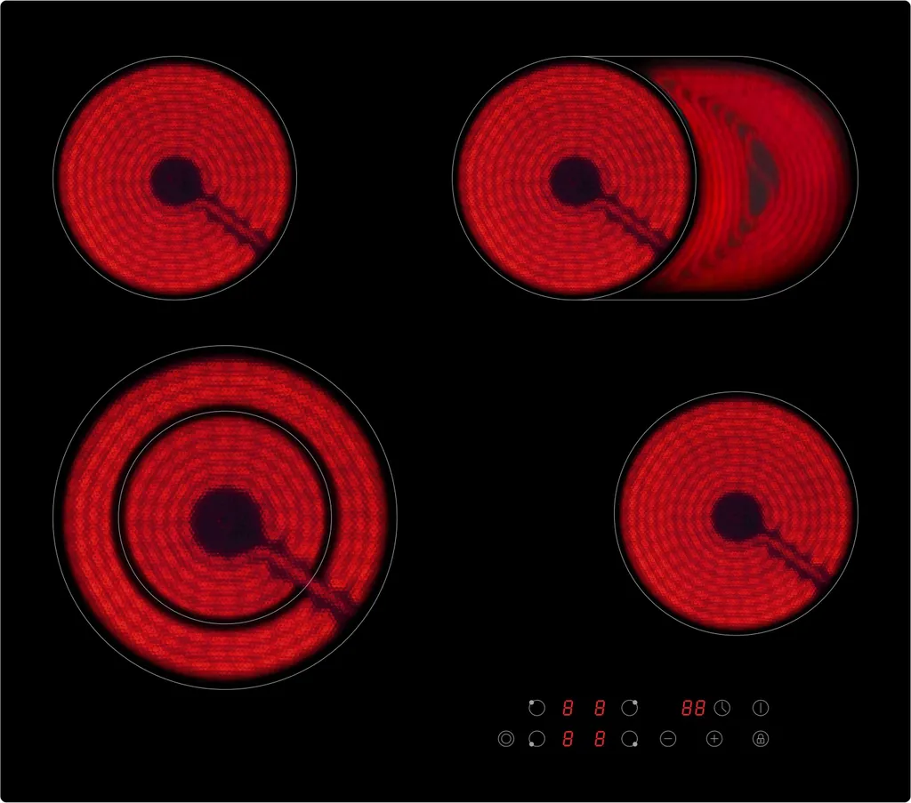PKM Einbaukochfeld KH KF4 2KB Autark 60cm TIMER Bräterzone 3 PKM Einbaukochfeld KH KF4 2KB Autark 60cm TIMER Bräterzone
