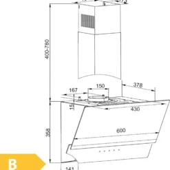 Amica KHF 664 610 S, Kaminhaube, Stripe X, 60 Cm, Schwarzer Glasschirm, Edelstahlstreifen, Max. Gebläseleistung 615 M³h, Energieeffizienzklasse B -Angebote Herd Liebe Store 5f7c312a49089d011979fe282333cd7a