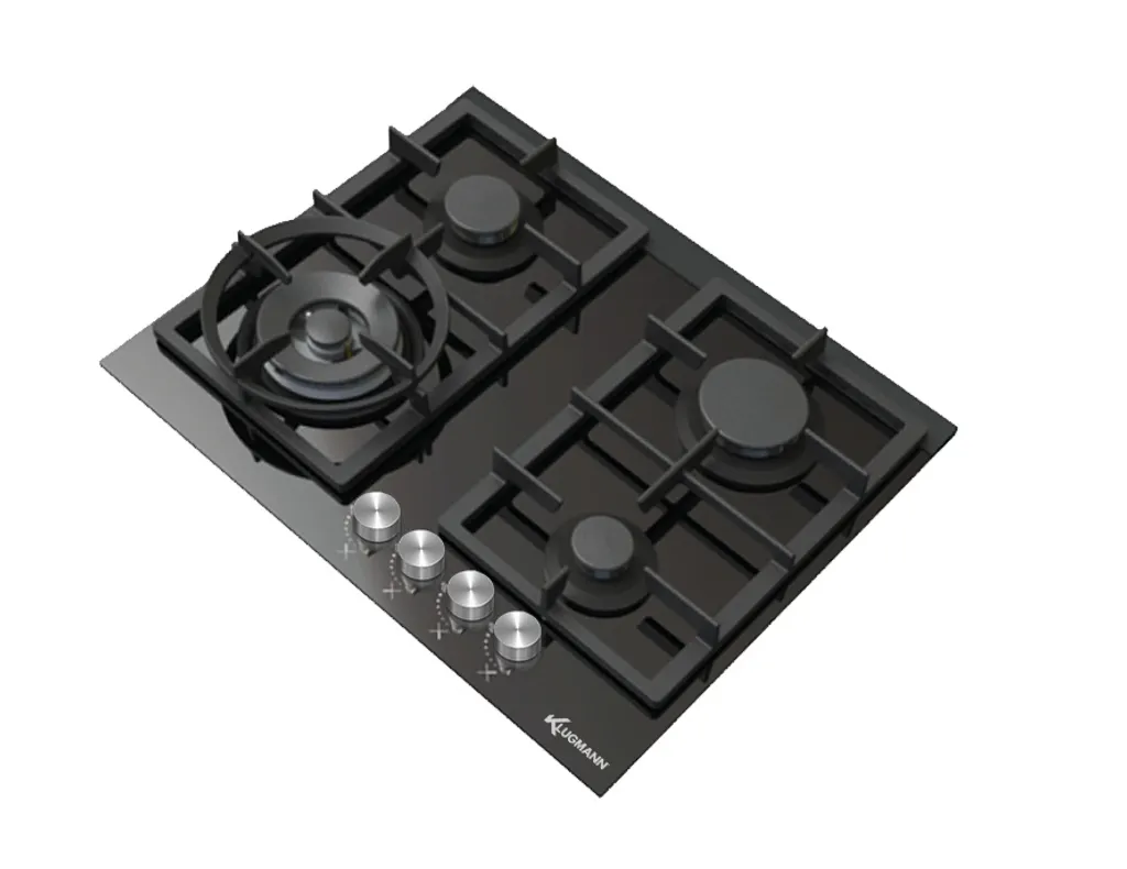 KLUGMANN Design KT604.5BGL 60cm Einbau Vitroceramic Gaskochfeld 4 Brenner, WOK, Sicherung, Gusseisen, Metallknöpfe 3 KLUGMANN Design KT604.5BGL 60cm Einbau Vitroceramic Gaskochfeld 4 Brenner, WOK, Sicherung, Gusseisen, Metallknöpfe