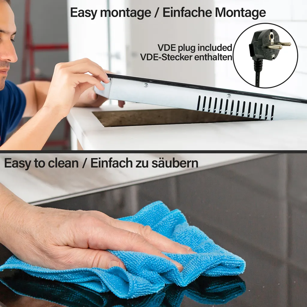 Jago® Glaskeramikkochfeld - Autark, Rahmenlos, 1200/1800 Watt, Für Alle Kochtöpfe, Ø 16/20 Cm, 9 Leistungsstufen, Timer-Automatik, Schwarz - Ceranfeld, Cerankochfeld, Kochfeld, Kochfelder 7 Jago® Glaskeramikkochfeld - Autark, Rahmenlos, 1200/1800 Watt, Für Alle Kochtöpfe, Ø 16/20 Cm, 9 Leistungsstufen, Timer-Automatik, Schwarz - Ceranfeld, Cerankochfeld, Kochfeld, Kochfelder - Image 5