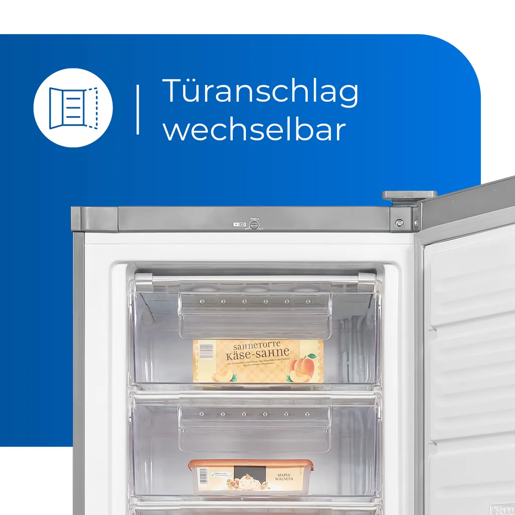 Exquisit Gefrierschrank GS280-H-040E Inoxlook | Standgerät | 242 L Volumen | Inoxlook 7 Exquisit Gefrierschrank GS280-H-040E Inoxlook | Standgerät | 242 L Volumen | Inoxlook - Image 5