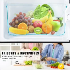 Merax Table Top Kühlschrank BCD-86A, 87 Cm Hoch, 43 Cm Breit, 60 L, Mini Kühlschrank Mit Gefrierfach, Doppeltür Und LED-Beleuchtung, Kühl-und Gefrierfunktion, Freistehend Und Klein -Angebote Herd Liebe Store 683ce8403affb222dd9af7f6e7c17354 1