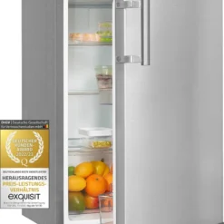 Exquisit Vollraumkühlschrank KS16-V-HE-011D Inoxlook | 134 L Nutzinhalt | Edelstahloptik