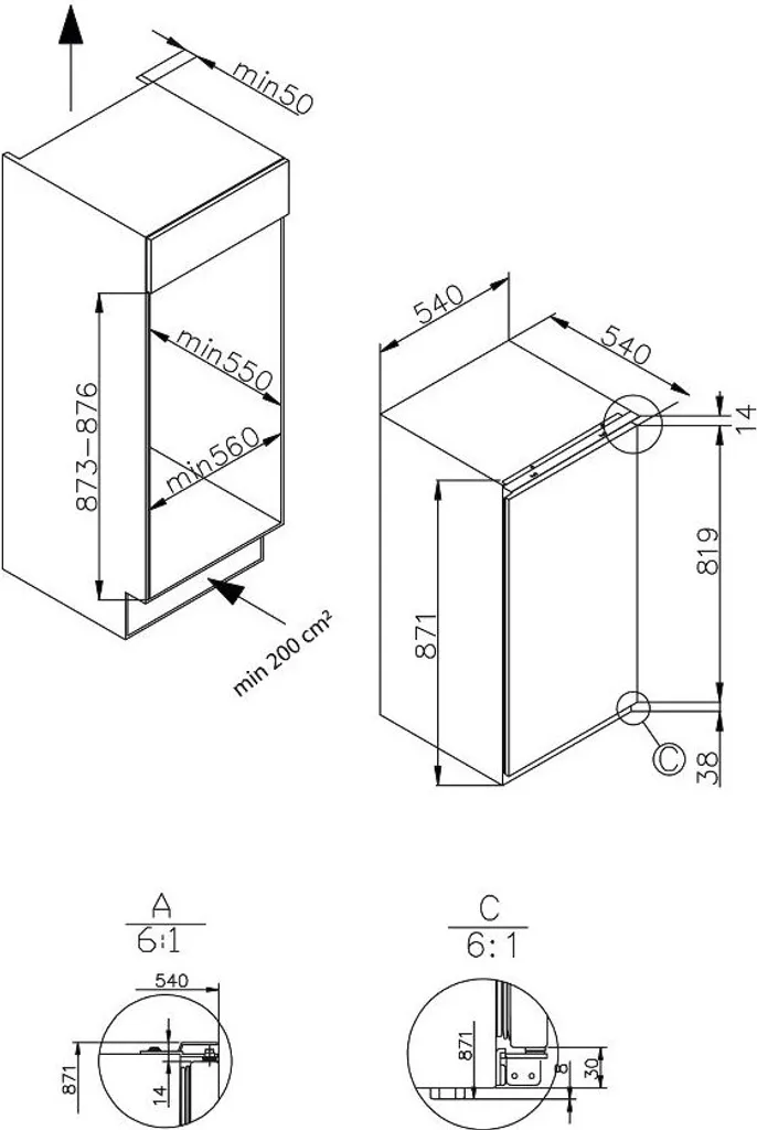 Amica EVKS 16172, Vollraum-Kühlschrank, 880 Mm Nische, Schlepptür-Technik, 8 Amica EVKS 16172, Vollraum-Kühlschrank, 880 Mm Nische, Schlepptür-Technik, – Bild 6