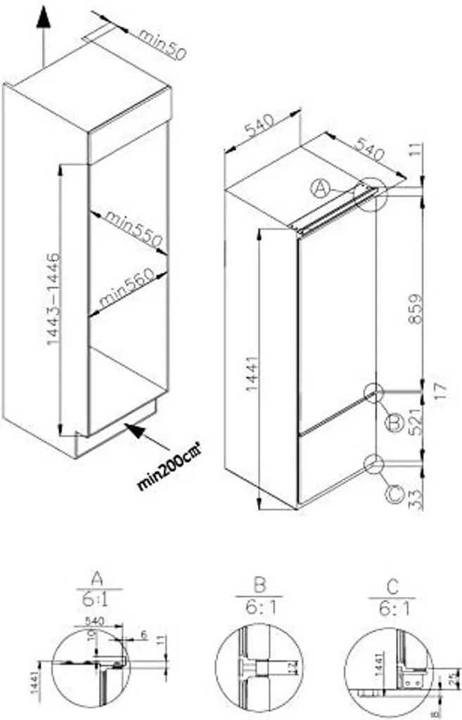 Amica EKGC 16155 Einbau-Kühl-Gefrierkombination - 144er Nische, Schlepptür-Technik 4 Amica EKGC 16155 Einbau-Kühl-Gefrierkombination - 144er Nische, Schlepptür-Technik - Image 2