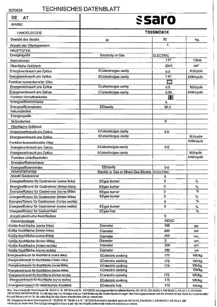 SARO Induktionsherd +Elektrobackofen TS95IND61X Silber 5 SARO Induktionsherd +Elektrobackofen TS95IND61X Silber - Image 3