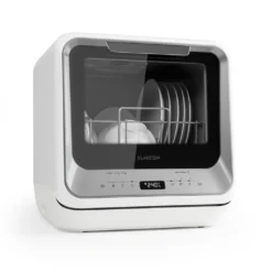 Klarstein Mini Geschirrspüler Spülmaschine Mit Platz Für 2 Maßgedecke - 6 Programme - 5 L Wasser Benötigt - LED-Display - Touch - Tischgeschirrspüler Inkl. Zubehör - Silber Mini Geschirrspülmaschine Klein Spülmaschine Freistehend