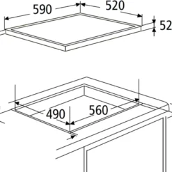 PKM Autarkes Kochfeld Glaskeramik Ceranfeld Schott Glas EB-C4N 59 X 52 Cm