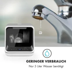 Klarstein Mini Geschirrspüler Spülmaschine Mit Platz Für 2 Maßgedecke - 6 Programme - 5 L Wasser Benötigt - LED-Display - Touch - Tischgeschirrspüler Inkl. Zubehör - Schwarz Mini Geschirrspülmaschine Klein Spülmaschine Freistehend -Angebote Herd Liebe Store 701aaac424d9526a18d4d76f94e78a9d