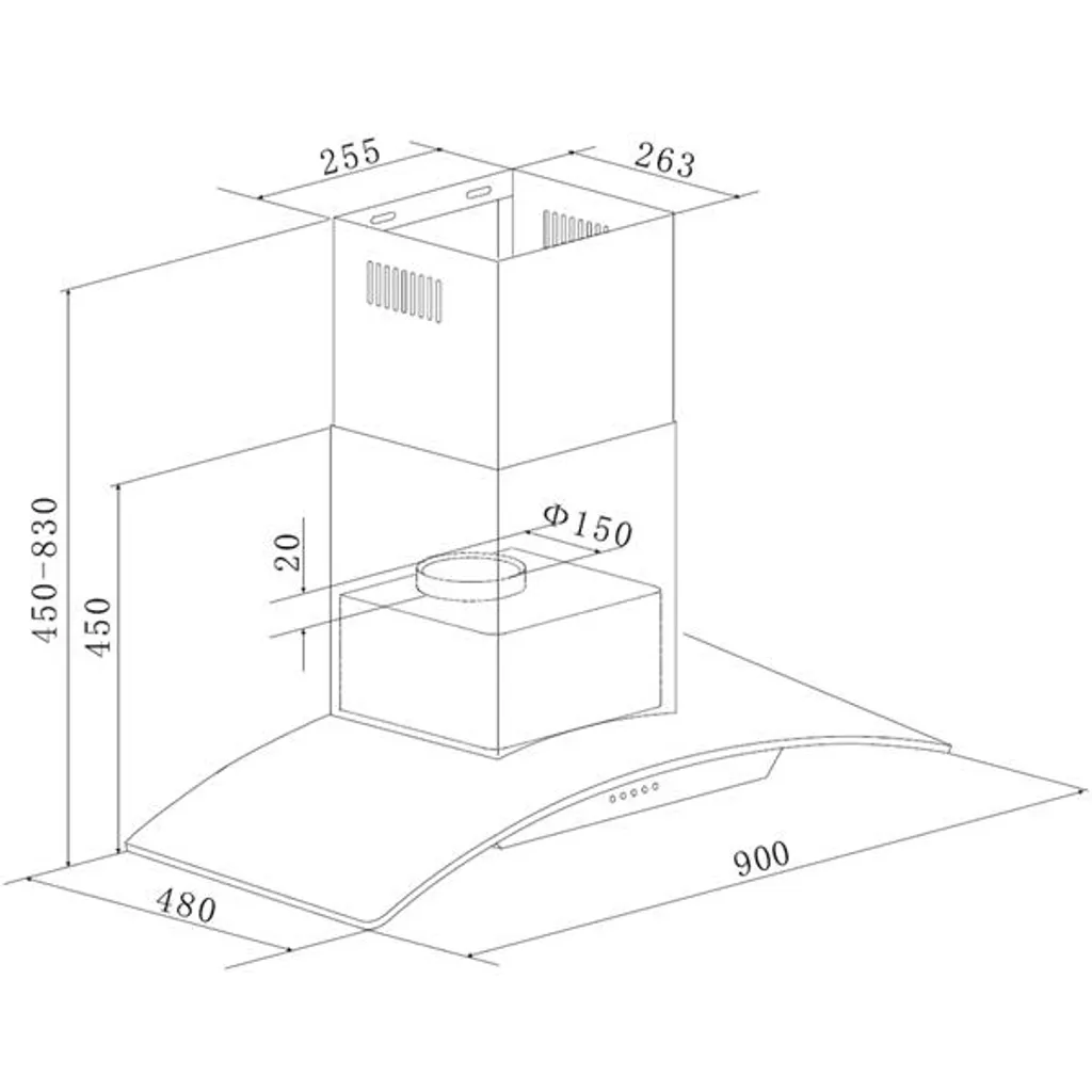 Dunstabzugshaube / Glasschirmhaube Respekta CH 0190 IXB 90cm Edelstahl 4 Dunstabzugshaube / Glasschirmhaube Respekta CH 0190 IXB 90cm Edelstahl - Image 2
