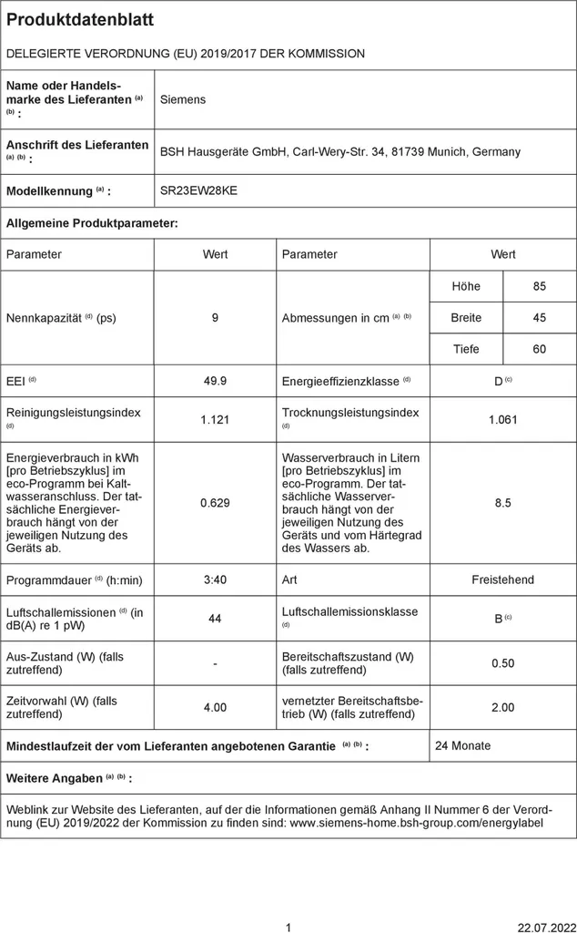 Siemens SR23EW28KE IQ300 Freihstehender Geschirrspüler / D / 63 KWh / 9 MGD / Smart Home Kompatibel Via Home Connect / Hygiene Plus Programm / VarioSpeed Plus 12 Siemens SR23EW28KE IQ300 Freihstehender Geschirrspüler / D / 63 KWh / 9 MGD / Smart Home Kompatibel Via Home Connect / Hygiene Plus Programm / VarioSpeed Plus - Image 10