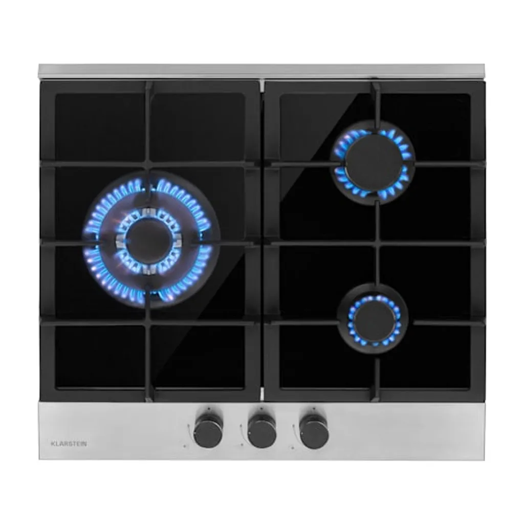 Klarstein Alchemist 3 Gaskochfeld , 6,2 KW , 3-flammig Aluminium-Brenner , Glaskeramik , Elektrische Zündung , Inkl. Schlauch Und Druckminderer 3 Klarstein Alchemist 3 Gaskochfeld , 6,2 KW , 3-flammig Aluminium-Brenner , Glaskeramik , Elektrische Zündung , Inkl. Schlauch Und Druckminderer