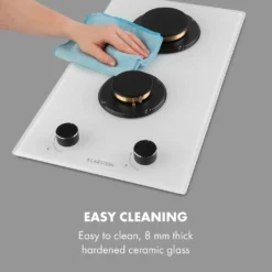 Klarstein Goldflame Domino Gaskochfeld , 2-flammig , Autark , 30 Cm , Einbau , Messing-Brenner , Erdgas/Propangas , Sicherheitsventile , Automatische Abschaltung , Topfträger Aus Gusseisen , Inkl. Schlauch Und Druckminderer , Glaskeramik Ø 8 Mm , Weiß -Angebote Herd Liebe Store 769f7825742636c0367a36e7c3687a25