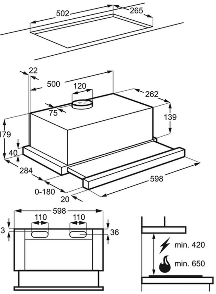 Zanussi - ZHP60260WA - Flachschirm-Dunstabzugshaube - 60 Cm 7 Zanussi - ZHP60260WA - Flachschirm-Dunstabzugshaube - 60 Cm – Bild 5