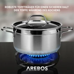 AREBOS Gaskochfeld 5 Flammen, Glaskeramik, Inkl. Topfträger & Zündsicherung, Autark, Geeignet Für Erdgas Oder Propangas, Gasherd, Gaskocher -Angebote Herd Liebe Store 7df28ea83d59db2b121478def0bc88c8