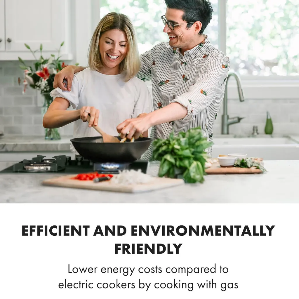 Klarstein Goldflame 4 Gaskochfeld , 4-flammig , Autark , 60 Cm , Einbau , Messing-Brenner , Erdgas/Propangas , Sicherheitsventile , Automatische Abschaltung , Topfträger Aus Gusseisen , Inkl.Schlauch Und Druckminderer , Glaskeramik Ø 8 Mm , Schwarz 4 Klarstein Goldflame 4 Gaskochfeld , 4-flammig , Autark , 60 Cm , Einbau , Messing-Brenner , Erdgas/Propangas , Sicherheitsventile , Automatische Abschaltung , Topfträger Aus Gusseisen , Inkl.Schlauch Und Druckminderer , Glaskeramik Ø 8 Mm , Schwarz - Image 2