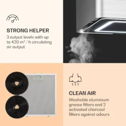 Klarstein Futurelight Smart Inselabzugshaube , Umluft 420m³/h , LED Beleuchtung , 3 Leistungsstufen ,Steuerbar Via WiFi Und Klarstein App Experience , Edelstahl -Angebote Herd Liebe Store 80468fbded02814d5651728d7cd3573f