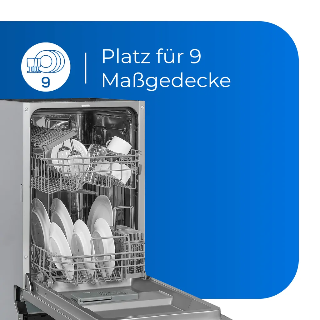 Exquisit Einbaugeschirrspüler EGSP1009-E-030E Silber | Vollintegriert | 9 Gedecke | Silber 5 Exquisit Einbaugeschirrspüler EGSP1009-E-030E Silber | Vollintegriert | 9 Gedecke | Silber - Image 3