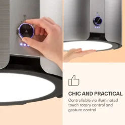 Klarstein Skyfall Smart - Inselhaube, App- Und Gestensteuerung, 45 X 42 Cm (ØxB), Freihängend, Umluftbetrieb/Abluft, 3 Stufen, 402 M³/h, 200 W, LED Beleuchtung, EEK C, Silber -Angebote Herd Liebe Store 81cad883e2c52a4681cf6ee2e5e22989