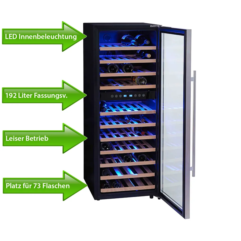 PKM Weinkühlschrank Weintemperierschrank Weinkühler WKS 72B - 197 L 73 Flaschen 4 PKM Weinkühlschrank Weintemperierschrank Weinkühler WKS 72B - 197 L 73 Flaschen - Image 2