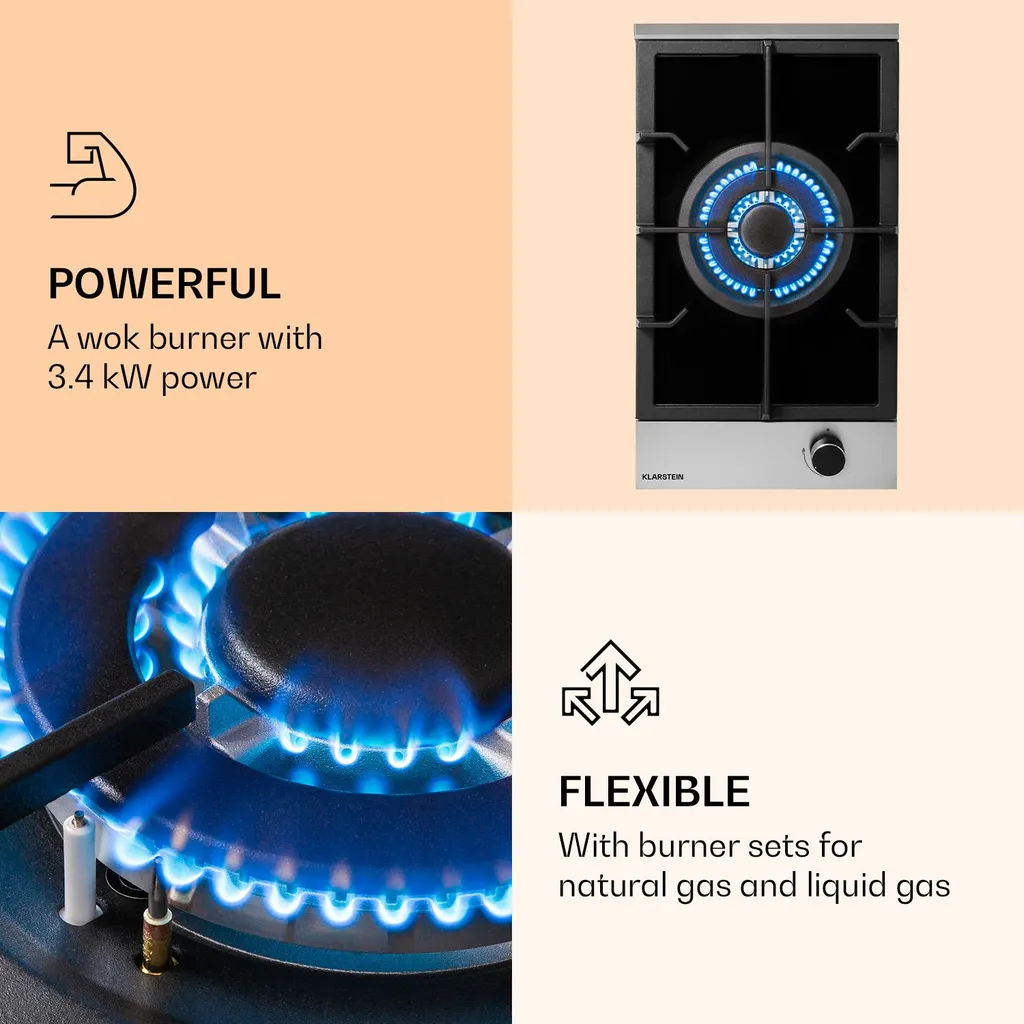 Klarstein Alchemist Gaskochfeld . Wokbrenner Aus Aluminium , Inklusive Schlauch Und Druckminderer , Elektrische Zündung , Für Flüssig- Oder Erdgas , Glaskeramik 6 Klarstein Alchemist Gaskochfeld . Wokbrenner Aus Aluminium , Inklusive Schlauch Und Druckminderer , Elektrische Zündung , Für Flüssig- Oder Erdgas , Glaskeramik - Image 4
