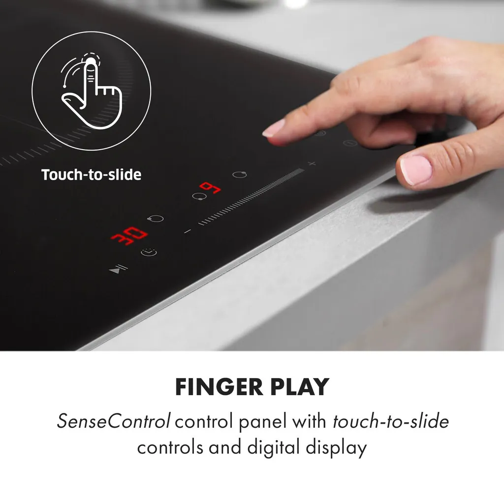 Klarstein Induktions-Kochfeld Einbaukochfeld Autark 60cm - 3 Zonen 5800 Watt 9 Leistungsstufen Paella Zone Timer Glaskeramik - Schwarz Einbau Glaskeramikkochfeld 3 Kochfelder Platten Elektro Einbaukochfeld Induktion Kochfeld Induktion 7 Klarstein Induktions-Kochfeld Einbaukochfeld Autark 60cm - 3 Zonen 5800 Watt 9 Leistungsstufen Paella Zone Timer Glaskeramik - Schwarz Einbau Glaskeramikkochfeld 3 Kochfelder Platten Elektro Einbaukochfeld Induktion Kochfeld Induktion - Image 5