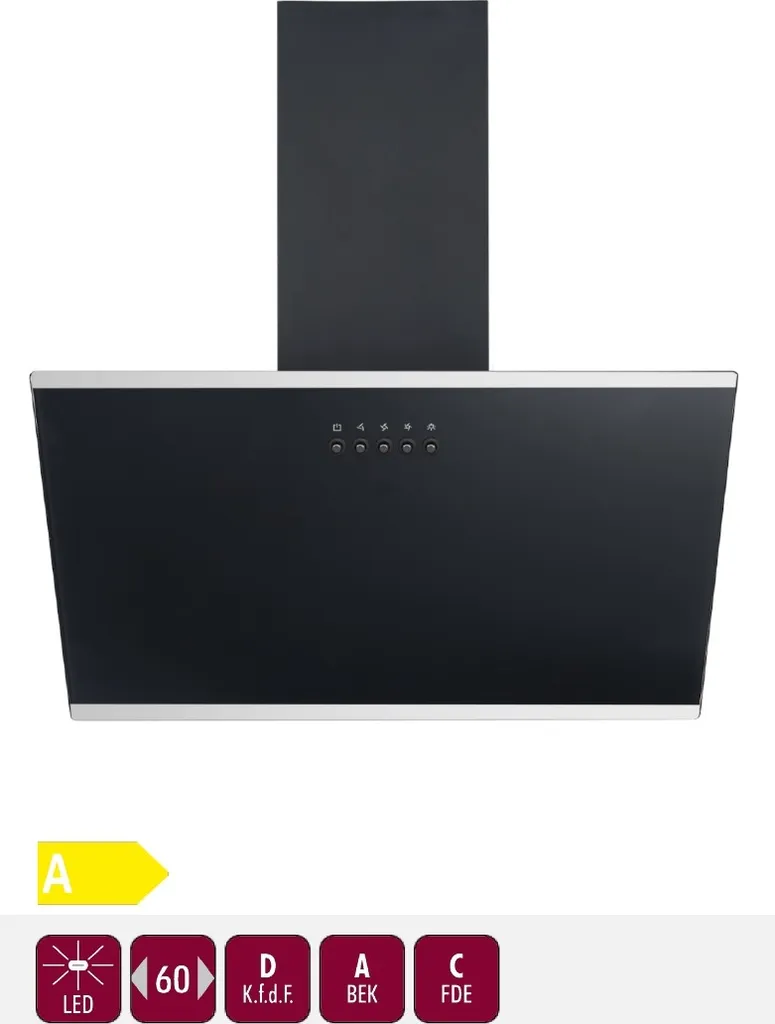 PKM Dunstabzugshaube Schräghaube Wandesse Metall Glas S23-60 ABPY 60cm Schwarz 11 PKM Dunstabzugshaube Schräghaube Wandesse Metall Glas S23-60 ABPY 60cm Schwarz - Image 9