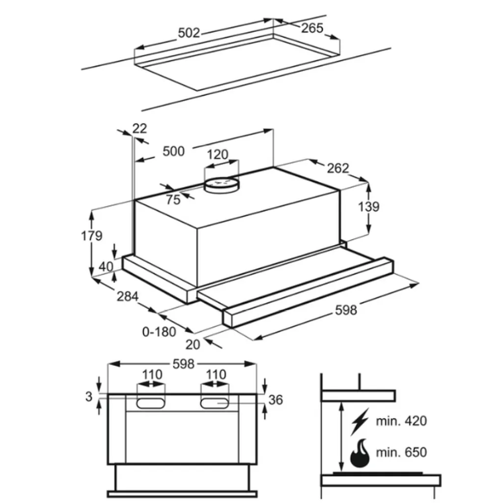 Zanussi - ZHP60350SA - Flachschirm-Dunstabzugshaube - 60 Cm 5 Zanussi - ZHP60350SA - Flachschirm-Dunstabzugshaube - 60 Cm – Bild 3