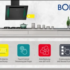 Bomann DU 7603 G Kopffreie Vertikal-Haube /60 Cm/LED-Ambiente/Touch Control/Umluft- Oder Abluftbetrieb -Angebote Herd Liebe Store 86aef2fd7c0eecc6068f35fe68a91359