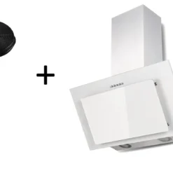 Dunstabzugshaube Schräghaube Kopffrei Weiß 60 Cm LED + Filter Umluftset Respekta