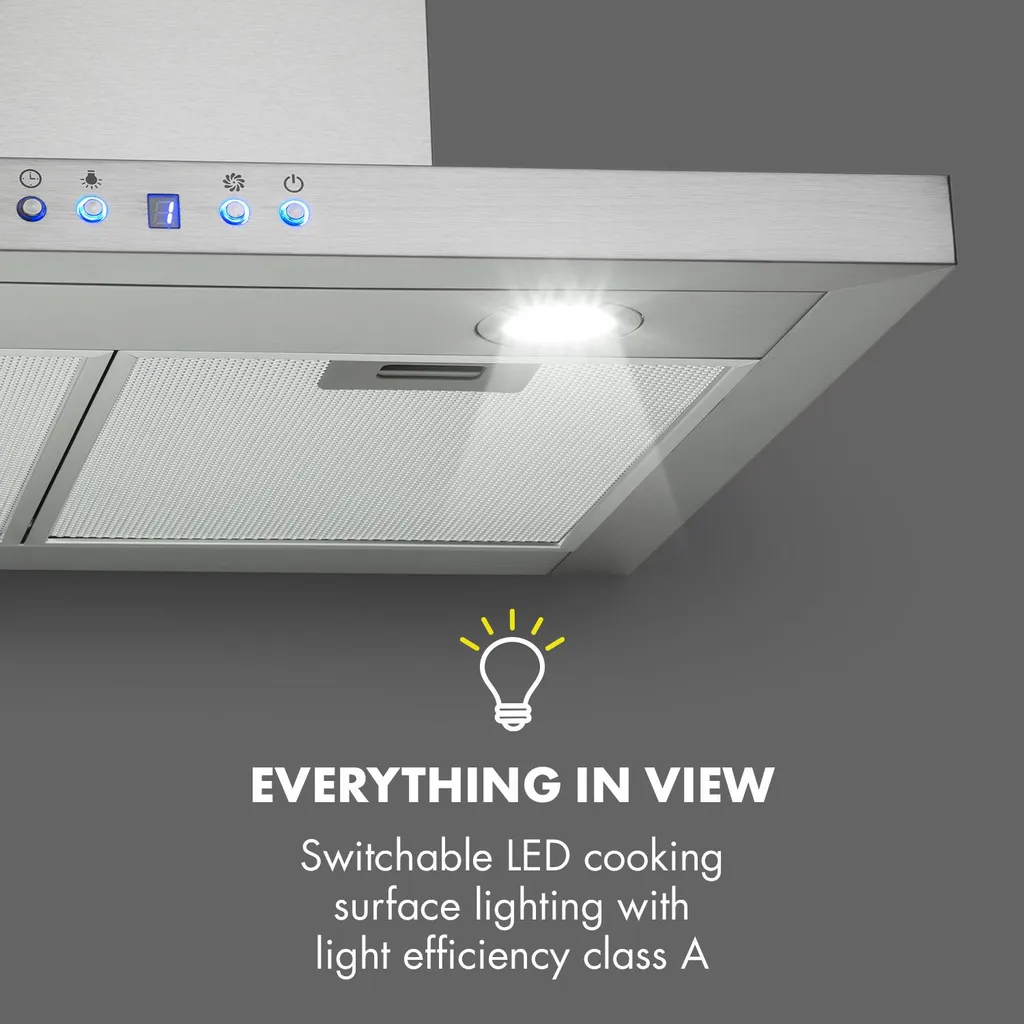 Klarstein Limelight Dunstabzugshaube 60 Cm , Wandhaube , Energieeffizienzklasse A++ , Abluftbetrieb , 600 M³/h , 3 Geschwindigkeitsstufen , Digitalanzeige , LED-Kochfeldbeleuchtung , Umrüstbar Auf Umluftbetrieb , Edelstahl Gebürstet 10 Klarstein Limelight Dunstabzugshaube 60 Cm , Wandhaube , Energieeffizienzklasse A++ , Abluftbetrieb , 600 M³/h , 3 Geschwindigkeitsstufen , Digitalanzeige , LED-Kochfeldbeleuchtung , Umrüstbar Auf Umluftbetrieb , Edelstahl Gebürstet - Image 8