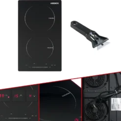 AREBOS Induktionskochfeld, 3000W, 2 Kochfelder, 30 Cm, Autark, Mit Sensor Touch, Timer