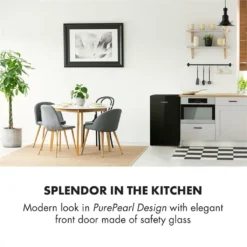 Klarstein Luminance Frost Kühlschrank (91 Liter Volumen, , Front Aus Glas, Gemüse-Fach, 2 Glasböden, 3 Türfächer, 7-stufige Temperatureinstellung) Schwarz -Angebote Herd Liebe Store 8e8611f0bdda0e05439b78f3f29e4c22