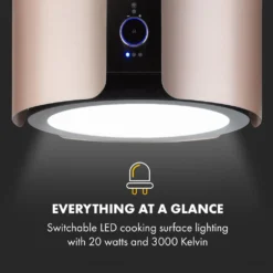 Klarstein Skyfall Smart Inselhaube,App- Und Gestensteuerung,45 X 42 Cm (ØxB),freihängend,Umluftbetrieb/Abluft,3 Stufen,402 M³/h,200 W,LED Beleuchtung,EEK C,inklusive Aluminium-Fettfilter Und 2 Aktivkohlefiltern,Wifi,illuminierter Touch-Drehregler,Dunstabzugshaube,Edelstahl,gold -Angebote Herd Liebe Store 8ee24488b6cb85aeefd358ee8c2a959b