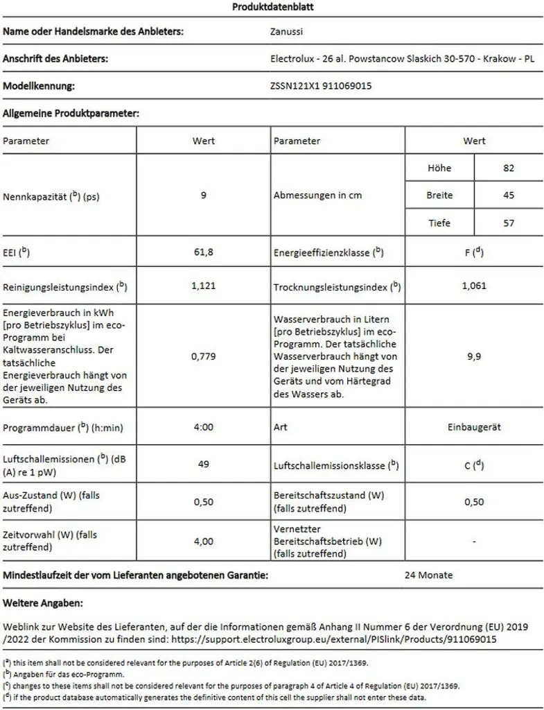 Zanussi - ZSSN121X1 - Einbau-Geschirrspüler - Edelstahl - 45 Cm 6 Zanussi - ZSSN121X1 - Einbau-Geschirrspüler - Edelstahl - 45 Cm - Image 4