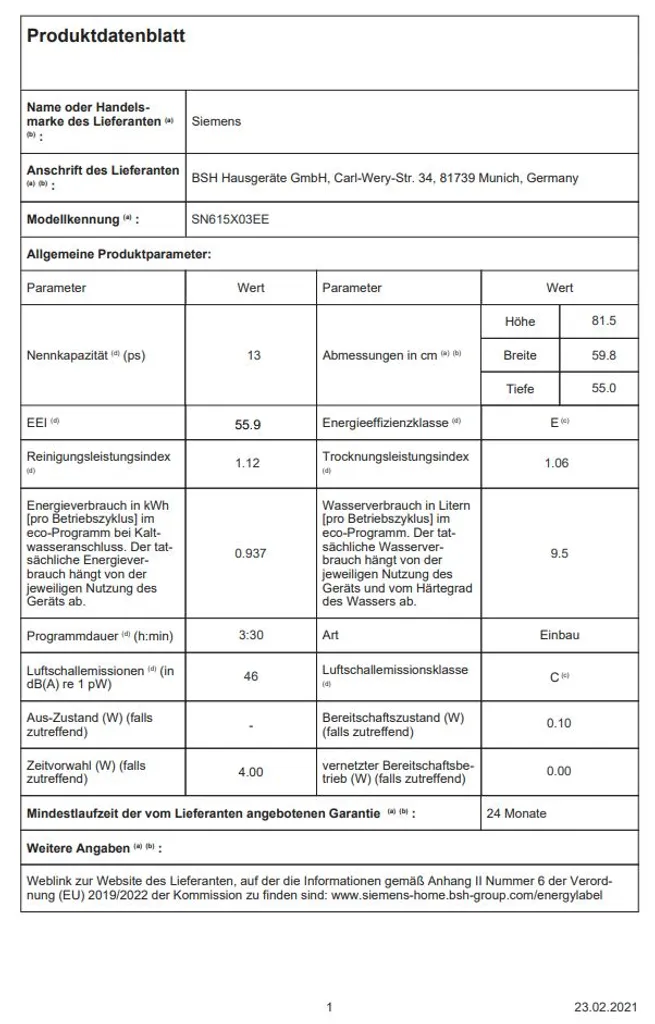 Siemens Geschirrspüler SN615X03EE - Vollintegrierbar, 60cm, Extrem Leise Nur 46 DB 13 Siemens Geschirrspüler SN615X03EE - Vollintegrierbar, 60cm, Extrem Leise Nur 46 DB - Image 11