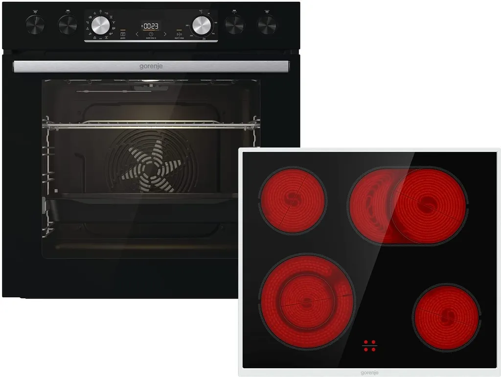Gorenje Black Set 4 Einbauherd-Set Mit Glaskeramik-Kochfeld Mit Edelstahlrahmen, Heißluft - 77L XXL Volumen - ExtraSteam - GentleClose - EcoClean - AirFry - PizzaMode - PerfectGrill - Teleskopauszüge - Schwarz 3 Gorenje Black Set 4 Einbauherd-Set Mit Glaskeramik-Kochfeld Mit Edelstahlrahmen, Heißluft - 77L XXL Volumen - ExtraSteam - GentleClose - EcoClean - AirFry - PizzaMode - PerfectGrill - Teleskopauszüge - Schwarz