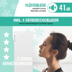 Bomann® Gefrierschrank Nofrost Freistehender 155 Liter Nutzinhalt, Total No Frost - Nie Wieder Abtauen - Schnellgefrierfunktion U. MultiAirflow-System, Türanschlag Wechselbar - GS 7325.1 Weiß -Angebote Herd Liebe Store 94d716b7d5a2fc4562ed9ea0466dccd6