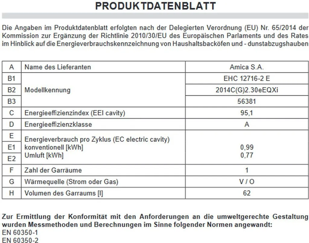 Amica - EHC 12716-2 E - Einbau-Herdset - Glaskeramik-Kochfeld - Edelstahl 8 Amica - EHC 12716-2 E - Einbau-Herdset - Glaskeramik-Kochfeld - Edelstahl - Image 6