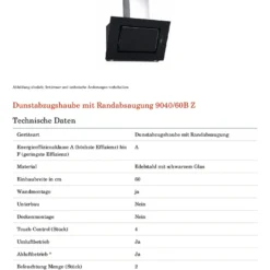PKM Dunstabzugshaube Mit Randabsaugung Kopffreihaube 9040/60BZ Edelstahl Schwarz 31 PKM Dunstabzugshaube Mit Randabsaugung Kopffreihaube 9040/60BZ Edelstahl Schwarz -Angebote Herd Liebe Store 98040d6445728bd4bea90bfcadc6b807