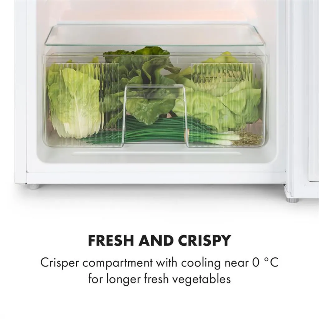 Klarstein Big Daddy Cool Kühl-Gefrier-Kombination , Fassungsvermögen: 87 Liter , Kühlschrank: 61 Liter , Gefrierschrank: 26 Liter , 2 Ebenen , Freezer-on-Top , Crisper-Fach Für Gemüse , Flaschenfach Bis 2 Liter , Weiß 9 Klarstein Big Daddy Cool Kühl-Gefrier-Kombination , Fassungsvermögen: 87 Liter , Kühlschrank: 61 Liter , Gefrierschrank: 26 Liter , 2 Ebenen , Freezer-on-Top , Crisper-Fach Für Gemüse , Flaschenfach Bis 2 Liter , Weiß - Image 7