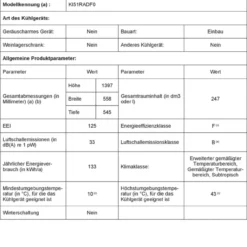 Bosch Siemens KI51RADF0 IQ500 Einbau-Kühlschrank / F / 133 KWh/Jahr / 247 L / HyperFresh Plus / LED Beleuchtung / SuperCooling / Flachscharnier -Angebote Herd Liebe Store 9a8d6b643d8fdd2349cc28f078b8b482