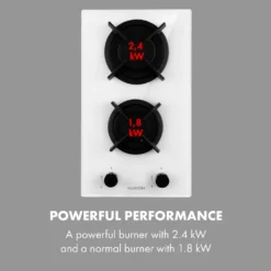 Klarstein Goldflame Domino Gaskochfeld , 2-flammig , Autark , 30 Cm , Einbau , Messing-Brenner , Erdgas/Propangas , Sicherheitsventile , Automatische Abschaltung , Topfträger Aus Gusseisen , Inkl. Schlauch Und Druckminderer , Glaskeramik Ø 8 Mm , Weiß -Angebote Herd Liebe Store 9b34b6066caf1c1b86e42d773e4cffed